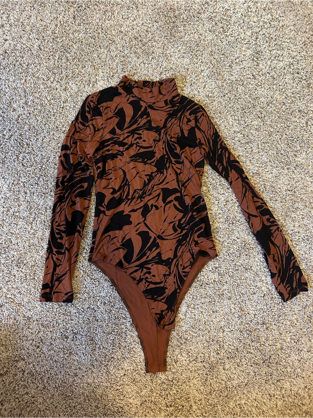a new day Brown & Black Mock Neck Long-Sleeve Bodysuit